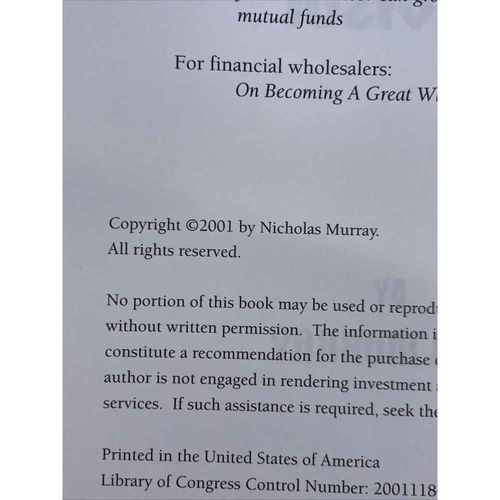 The New Financial Advisor Hardcover DJ Nick Murray Book